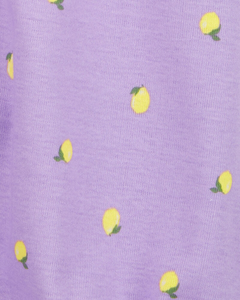 Baby Girl Lemon Short-Sleeve Romper - Purple, image 2 of 3 slides