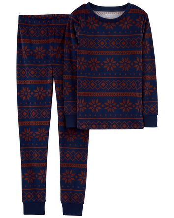 Pyjama 2 pièces en tissu velboa pelucheux à motif jacquard, 