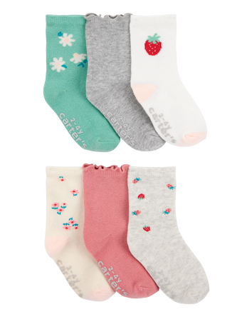 Toddler 6-Pack Berry Floral Socks, 