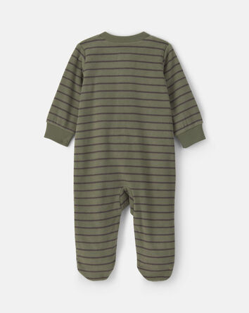 Baby Boy Tiger Striped Fleece 2-Way Zip Sleeper - Green, 