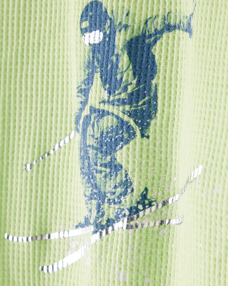 Boys Skiing Long-Sleeve Graphic Tee - Green, image 3 of 5 slides