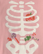 Toddler Girl 2-Piece Halloween Skeleton 100% Cotton Snug Fit Pyjama Set - Pink, image 4 of 5 slides