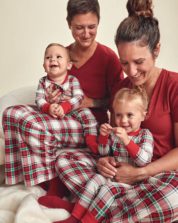 Jeune - Pyjama ajust&eacute; 2 pi&egrave;ces en 100&nbsp;% coton &agrave; carreaux de No&euml;l - Rouge/Vert, 