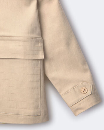 Toddler Boy Zip-Up Hooded Jacket with Pockets - Khaki, 
