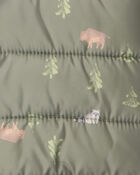Toddler Wilderness Print Hooded Puffer - Green, image 4 of 4 slides