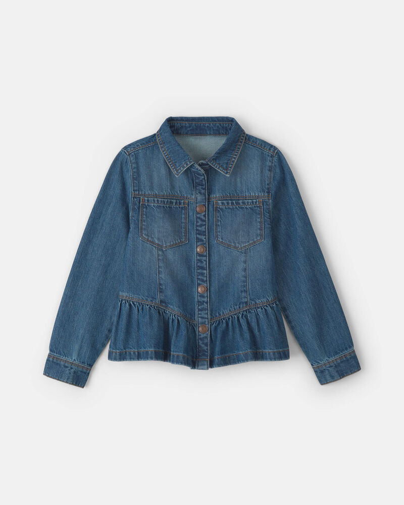 Girls Denim Long-Sleeve Top - Medium Wash, image 1 of 7 slides