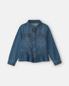 Girls Denim Long-Sleeve Top - Medium Wash, image 1 of 7 slides