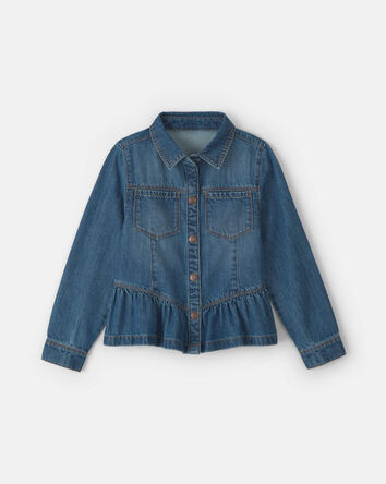 Girls Denim Long-Sleeve Top - Medium Wash, 