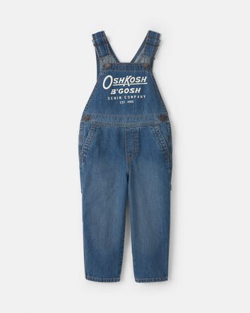 Toddler Logo Denim Overalls - Dark Wash, 