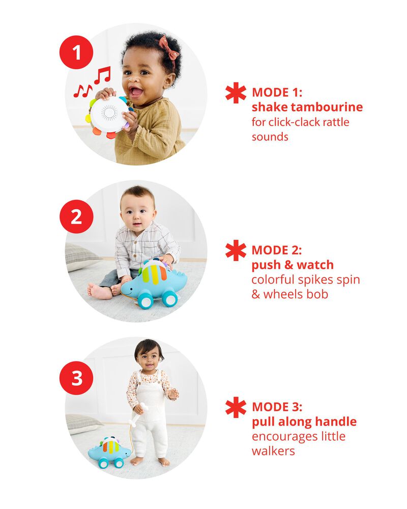 Baby Explore & More Dinosaur 3-in-1 Baby Musical Pull Toy, image 3 of 6 slides