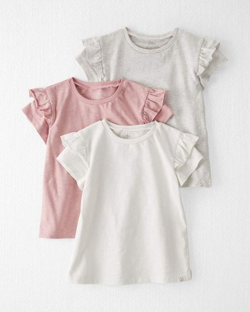 Toddler Girl 3-Pack Organic Cotton Flutter T-Shirts, image 1 of 5 slides