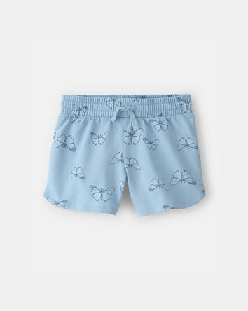 Girls Butterfly French Terry Shorts - Blue, 