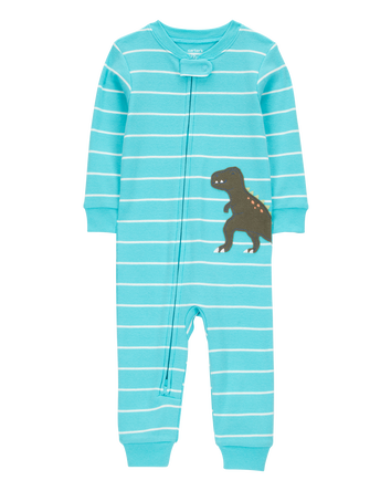 Toddler 1-Piece Striped Dinosaur 100% Snug Fit Cotton Footless Pyjamas, 