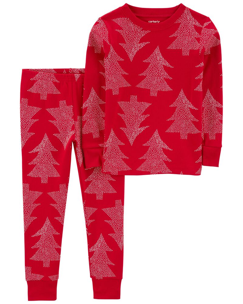 2-Piece Christmas Tree 100% Snug Fit Cotton Pyjamas, image 1 of 3 slides