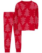 2-Piece Christmas Tree 100% Snug Fit Cotton Pyjamas, image 1 of 3 slides