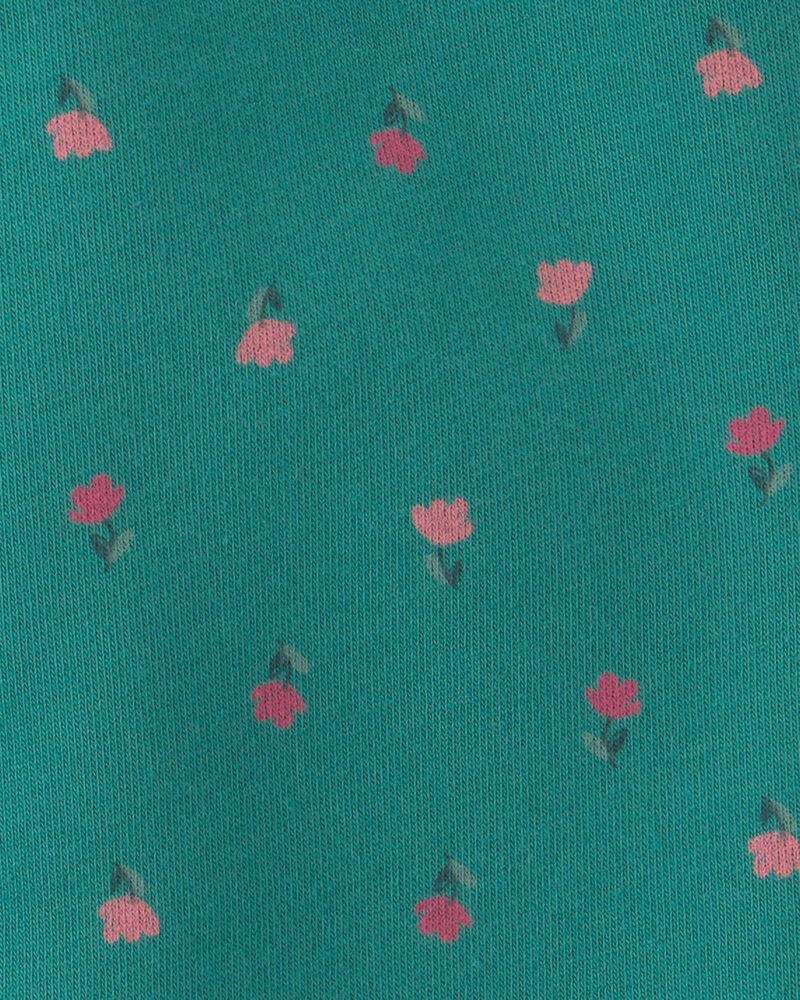 Toddler Girl 2-Piece Heart & Floral Fleece Long-Sleeve Top & Pant Set &ndash; Green, image 4 of 5 slides