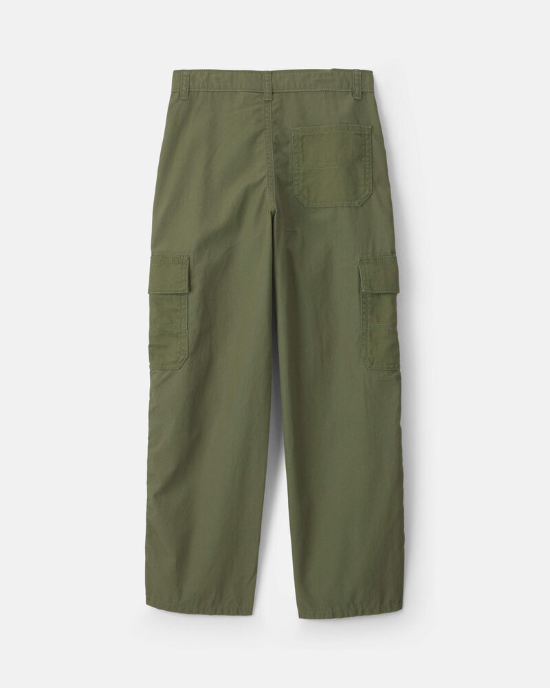 Boys Baggy Cargo Pants - Olive Green, image 2 of 4 slides