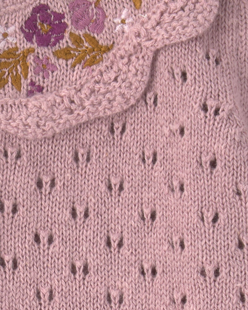 Baby Girl Floral Cardigan Sweater - Purple, image 2 of 3 slides