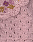 Baby Girl Floral Cardigan Sweater - Purple, image 2 of 3 slides