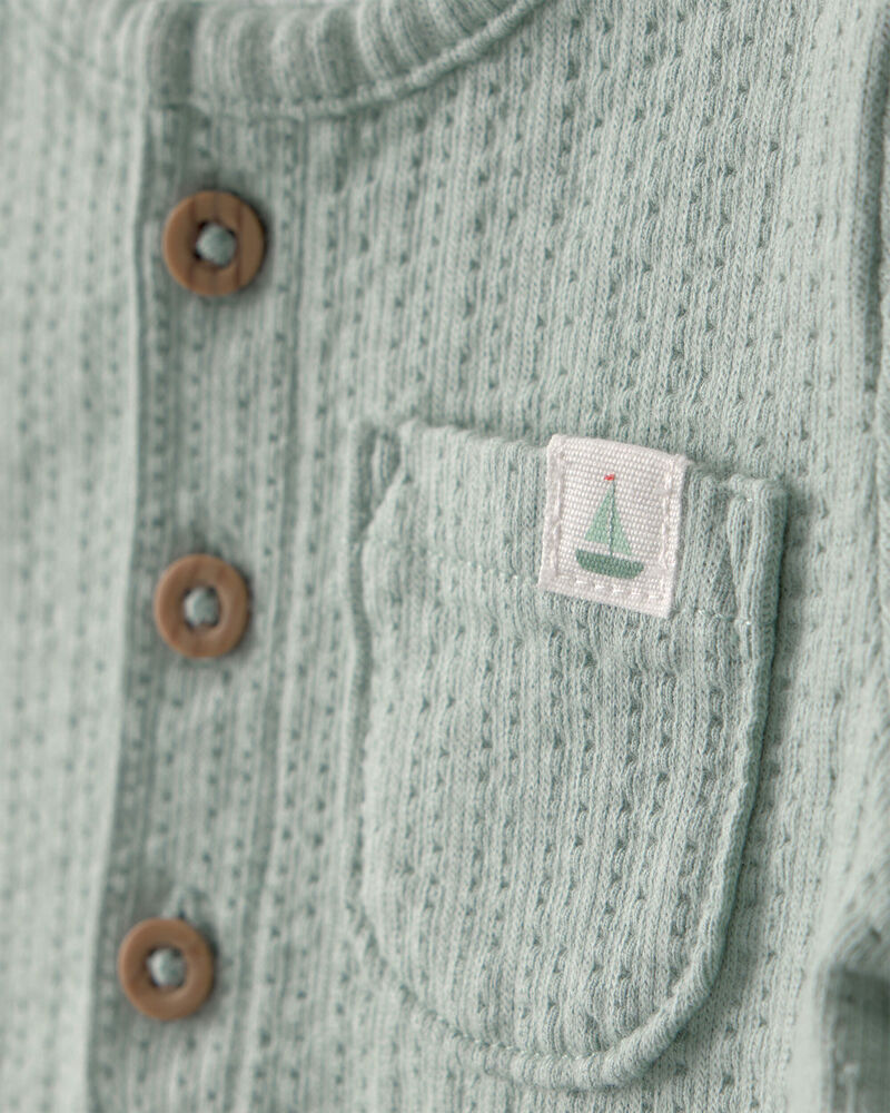 Baby 2-Piece Gingham Top & Short Set - Green, image 3 of 6 slides