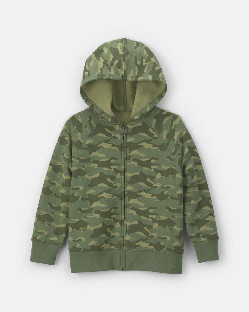Boys Camo Zip-Up Hoodie - Green, image 1 of 3 slides
