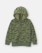Boys Camo Zip-Up Hoodie - Green, image 1 of 3 slides