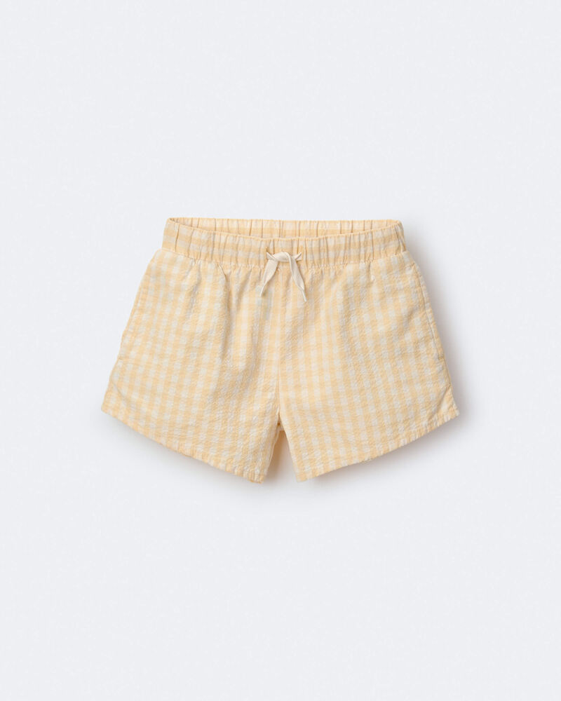 Toddler Girl Gingham Peplum Shorts &ndash; Yellow, image 2 of 7 slides