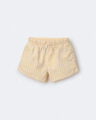 Toddler Girl Gingham Peplum Shorts &ndash; Yellow, image 2 of 7 slides