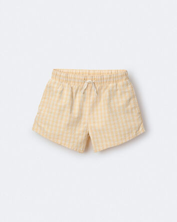 Toddler Girl Gingham Peplum Shorts &ndash; Yellow, 