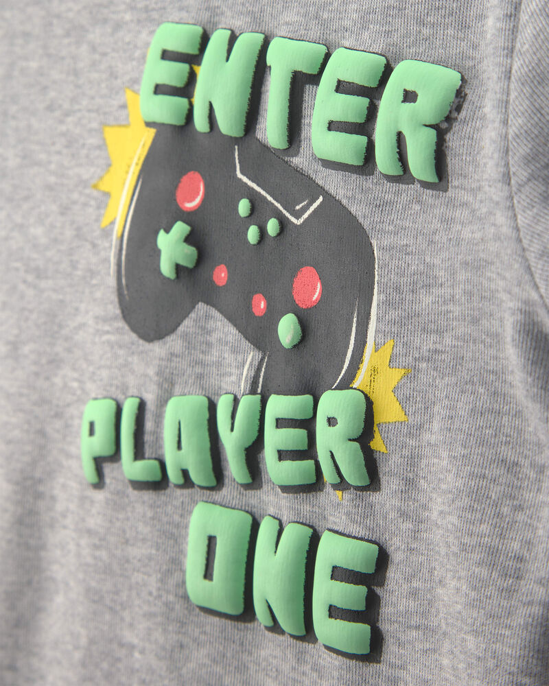 Gar&ccedil;ons - Pyjama ajust&eacute; 4 pi&egrave;ces en coton &agrave; motif jeu vid&eacute;o &ndash; Gris, image 2 sur 4 diapositives