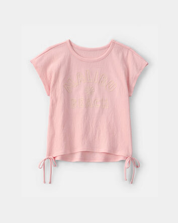 Girls 'Malibu Beach' Crinkle Top - Pink, 