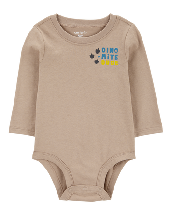 Baby Dino-Mite Dude Dinosaur Long-Sleeve Bodysuit, 