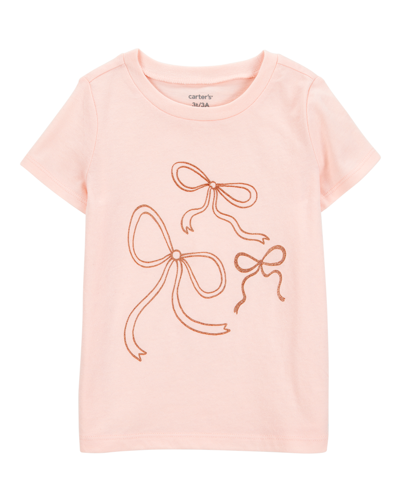 Toddler Bow Short-Sleeve Graphic Tee - Pink, image 1 of 4 slides