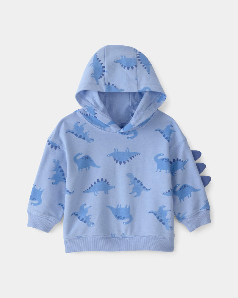 Baby Boy Dinosaur French Terry Hoodie - Blue, image 1 of 3 slides