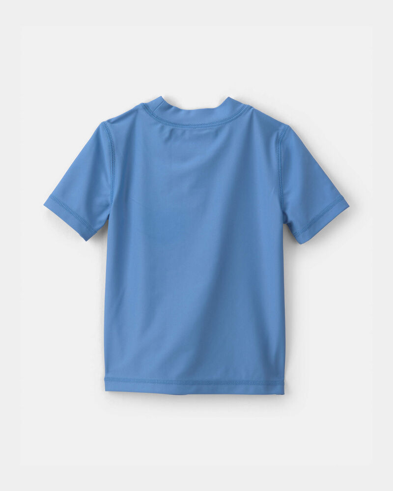 Toddler Boy Palm Tree Solid Short-Sleeve Rashguard - Blue, image 3 of 5 slides