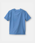 Toddler Boy Palm Tree Solid Short-Sleeve Rashguard - Blue, image 3 of 5 slides