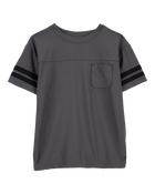 Kid Striped Woven Short-Sleeve Tee - Black, image 1 of 3 slides