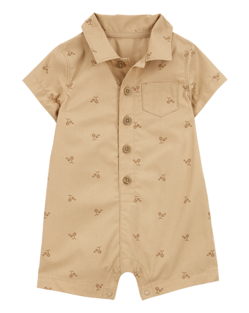 Baby Button-Front Romper - Tan, 