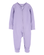 Baby Girl Solid 2-Way Zip PurelySoft Sleeper Pyjamas - Purple, image 1 of 6 slides