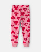 Toddler Girl 2-Piece Bows DreamPlush Snug Fit Pyjama Set - Pink, image 2 of 5 slides
