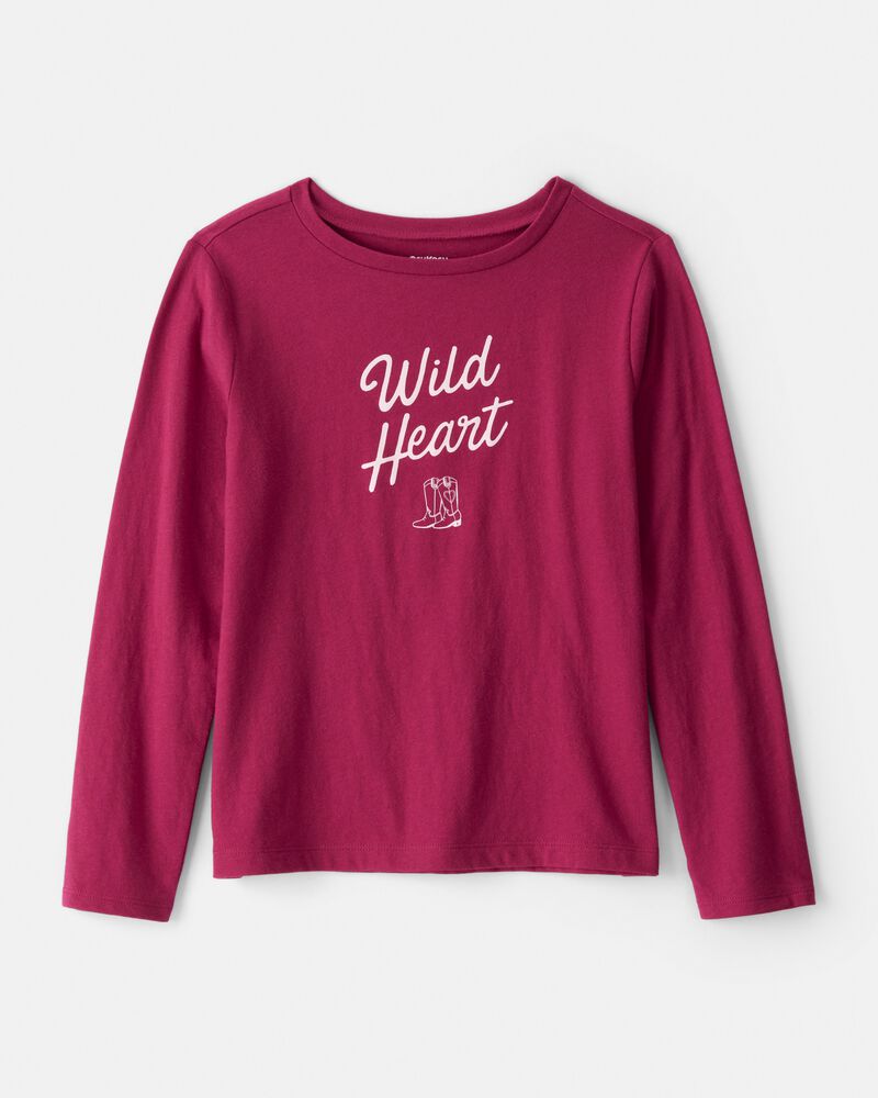 Filles - T-shirt &agrave; manches longues &agrave; imprim&eacute; Wild Heart - Rouge, image 1 sur 2 diapositives