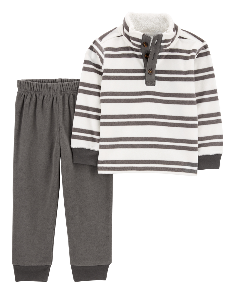 Baby 2-Piece Striped Fleece Pullover & Pant Set, image 1 of 3 slides