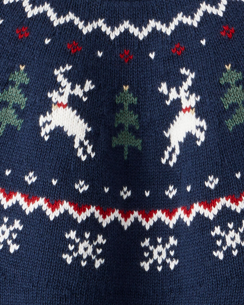 Toddler Fair Isle Organic Cotton Sweater, image 3 of 4 slides