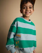 Toddler 'Look at Me!' Otter Sweatshirt&trade; with Pockets in Stripes - Green/Blue, image 3 of 5 slides