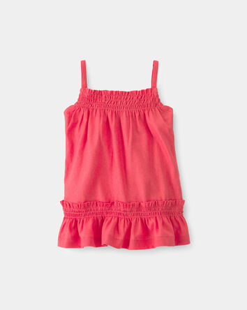 Baby Girl 2-Piece Solid Linen Sleeveless Dress Set - Pink/Red, 