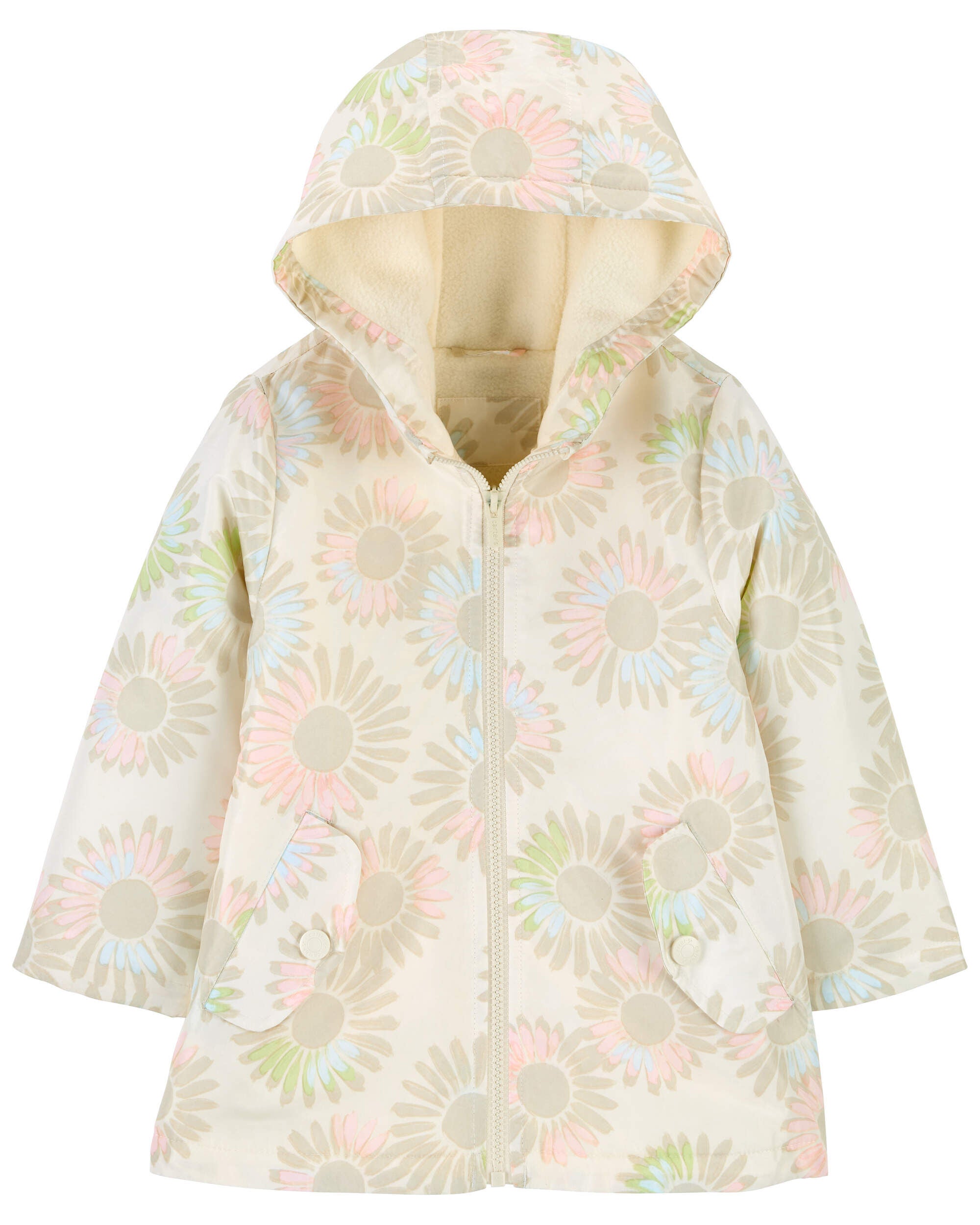 Toddler Girls Toddler Fleece Lined Floral Print Rain Jacket 2T Carter s