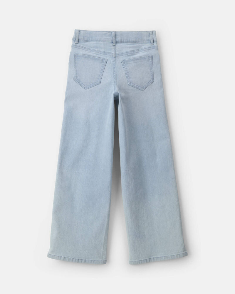 Girls Denim Wide-Leg Jeans - Light Wash, image 2 of 5 slides