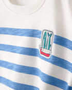 Baby Boy Striped French Terry Pullover Sweatshirt - Blue/White, image 2 of 4 slides