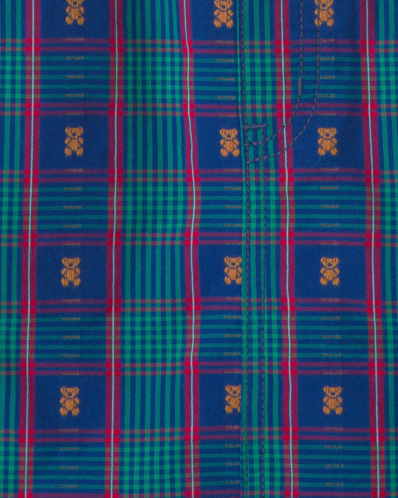 Girls Bear Plaid Skirtall - Navy Blue, image 3 of 4 slides