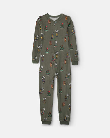 Boys 1-Piece Silly Food DreamPlush Snug Fit Pyjama - Olive Green, 